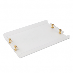Elegant acrylic serving tray - transparent with a golden handle - 45 x 30 cm