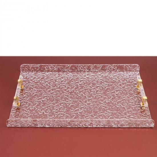 Elegant Acrylic Serving Tray - Snow White with Gold Handle - 45 x 30 cm Elegant Acrylic Serving Tray - Snow White with Gold Handle - 45 x 30 cm