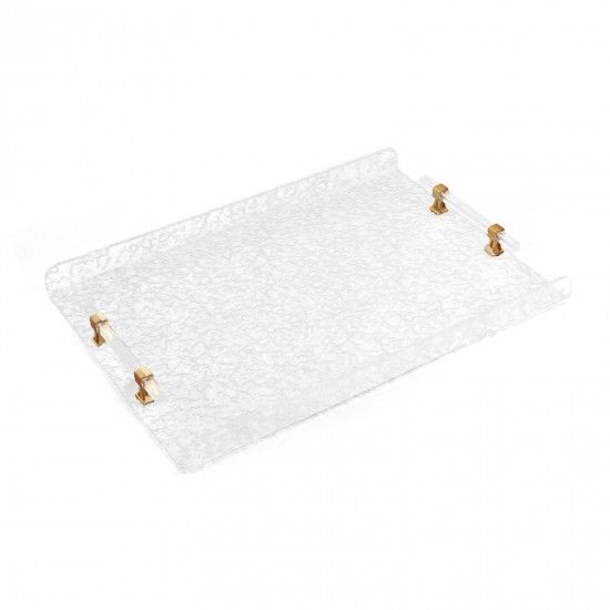 Elegant Acrylic Serving Tray - Snow White with Gold Handle - 45 x 30 cm Elegant Acrylic Serving Tray - Snow White with Gold Handle - 45 x 30 cm