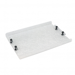 Elegant Acrylic Serving Tray - Snow White with Black Handle - 45 x 30 cm