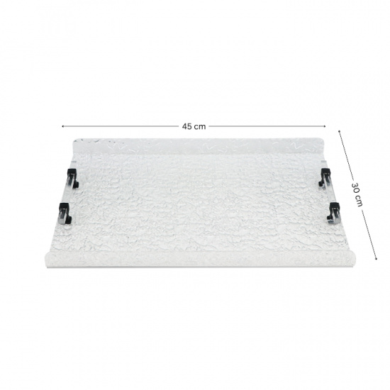Elegant Acrylic Serving Tray - Snow White with Black Handle - 45 x 30 cm Elegant Acrylic Serving Tray - Snow White with Black Handle - 45 x 30 cm