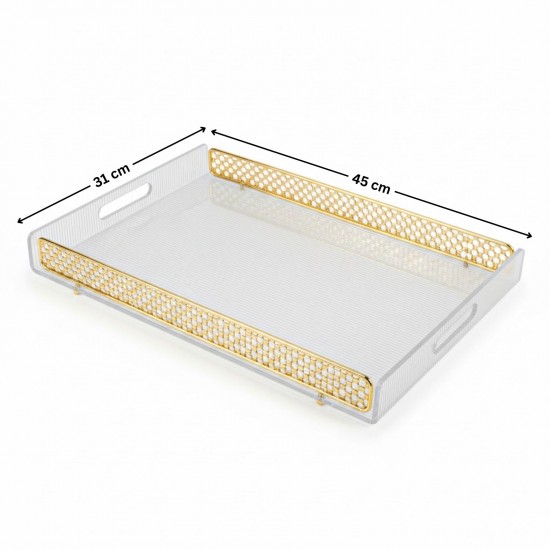 Acrylic Serving Tray with Gold Trim, 45 x 30 cm - 2UU1-C22-010