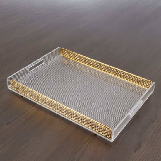 Acrylic Serving Tray with Gold Trim, 45 x 30 cm - 2UU1-C22-010
