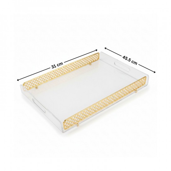 Acrylic serving tray with gold edges, 45 x 30 cm - 2UU1-C22-012