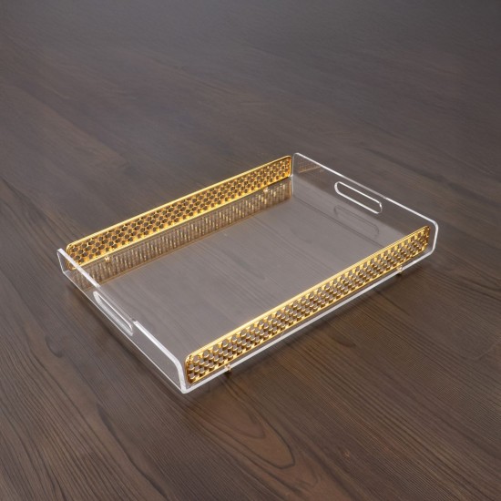Acrylic serving tray with gold edges, 45 x 30 cm - 2UU1-C22-012