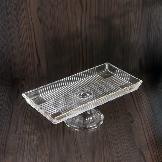 Luxury rectangular glass serving platter with a gold rim
