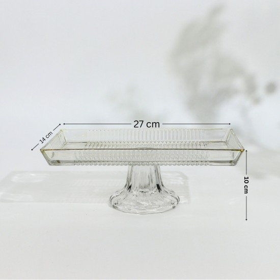 Luxury rectangular glass serving platter with a gold rim