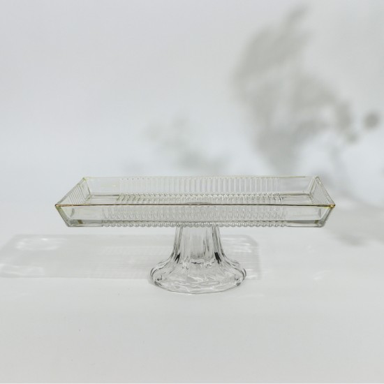 Luxury rectangular glass serving platter with a gold rim