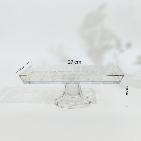 Luxury rectangular glass serving platter with a gold rim