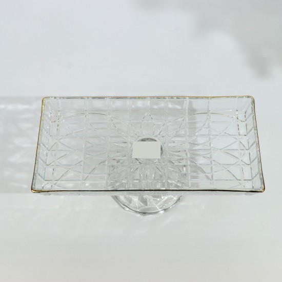 Luxury rectangular glass serving platter with a gold rim