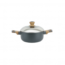 Aluminum pot with glass lid and stainless steel - 18 cm