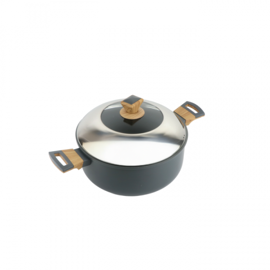 Aluminum pot with glass lid and stainless steel - 18 cm Aluminum pot with glass lid and stainless steel - 18 cm