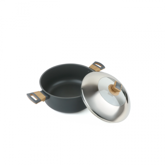 Aluminum pot with glass lid and stainless steel - 18 cm Aluminum pot with glass lid and stainless steel - 18 cm