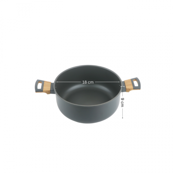 Aluminum pot with glass lid and stainless steel - 18 cm Aluminum pot with glass lid and stainless steel - 18 cm