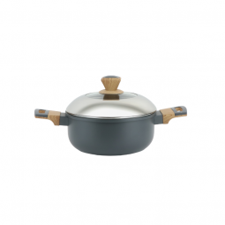 Aluminum pot with glass lid and stainless steel - 20  cm