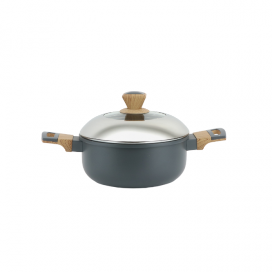Aluminum pot with glass lid and stainless steel - 20 cm Aluminum pot with glass lid and stainless steel - 20 cm