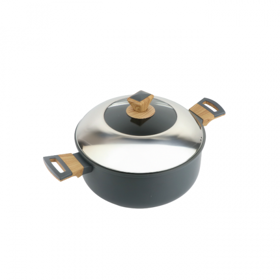 Aluminum pot with glass lid and stainless steel - 20 cm Aluminum pot with glass lid and stainless steel - 20 cm