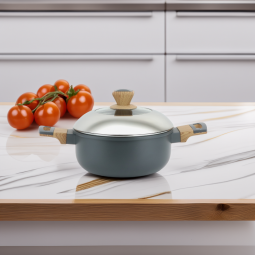 Aluminum pot with glass lid and stainless steel - 20  cm