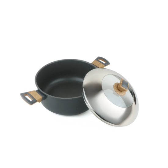 Aluminum pot with glass lid and stainless steel - 20 cm Aluminum pot with glass lid and stainless steel - 20 cm