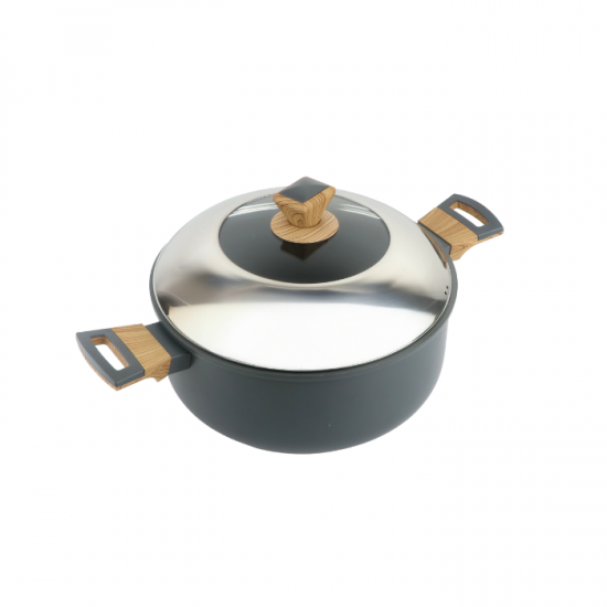 Aluminum pot with glass lid and stainless steel - 22 cm Aluminum pot with glass lid and stainless steel - 22 cm