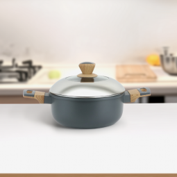 Aluminum pot with glass lid and stainless steel - 22 cm