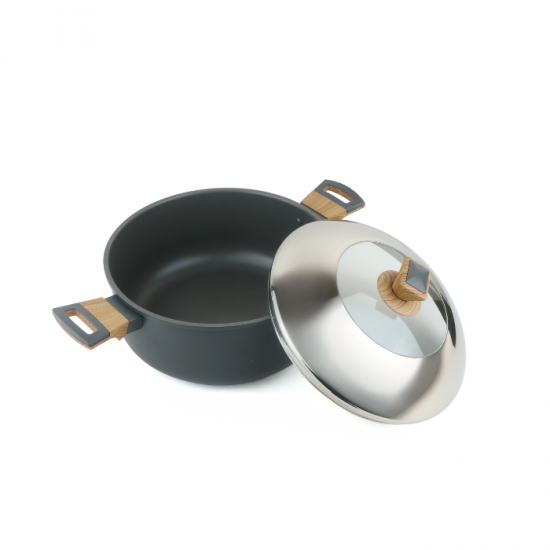 Aluminum pot with glass lid and stainless steel - 22 cm Aluminum pot with glass lid and stainless steel - 22 cm