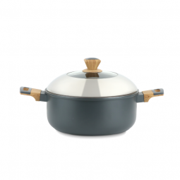Aluminum pot with glass lid and stainless steel - 24 cm