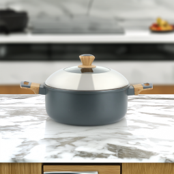 Aluminum pot with glass lid and stainless steel - 24 cm