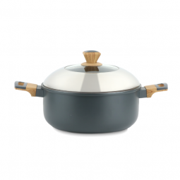 Aluminum pot with glass lid and stainless steel - 26 cm