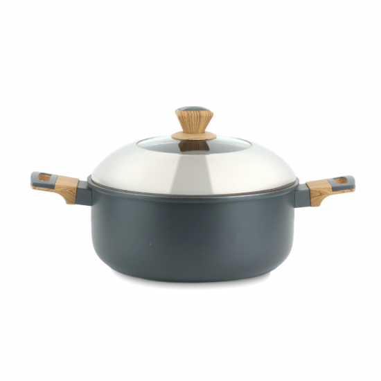 Aluminum pot with glass lid and stainless steel - 26 cm Aluminum pot with glass lid and stainless steel - 26 cm