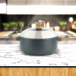 Aluminum pot with glass lid and stainless steel - 26 cm