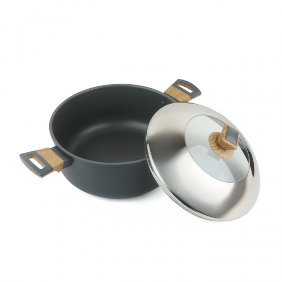 Aluminum pot with glass lid and stainless steel - 26 cm Aluminum pot with glass lid and stainless steel - 26 cm