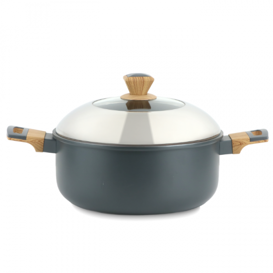 Aluminum pot with glass lid and stainless steel - 28cm Aluminum pot with glass lid and stainless steel - 28cm