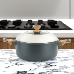 Aluminum pot with glass lid and stainless steel - 28cm