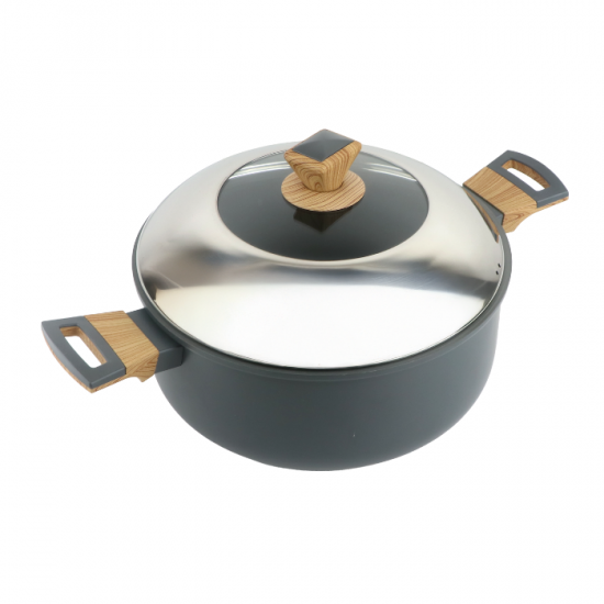 Aluminum pot with glass lid and stainless steel - 28cm Aluminum pot with glass lid and stainless steel - 28cm