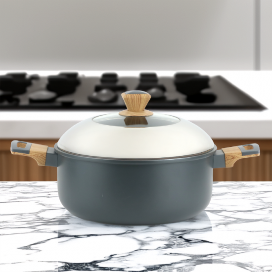 Aluminum pot with glass lid and stainless steel - 28cm Aluminum pot with glass lid and stainless steel - 28cm
