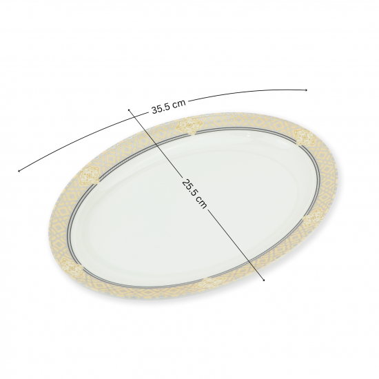 Melamine oval plate with luxurious engravings - 68124