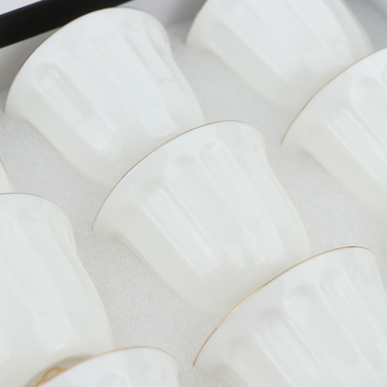 Simple white coffee cup set with a soft gold touch - 810693