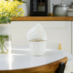 Simple white coffee cup set with a soft gold touch - 810693