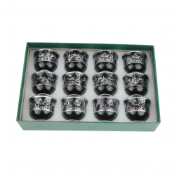 Modern Design Coffee Cup Set - Black and Silver - 12 Pieces