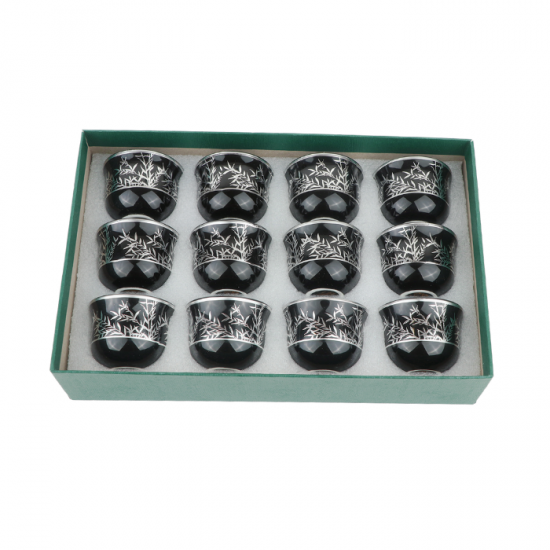 Modern Design Coffee Cup Set - Black and Silver - 12 Pieces Modern Design Coffee Cup Set - Black and Silver - 12 Pieces