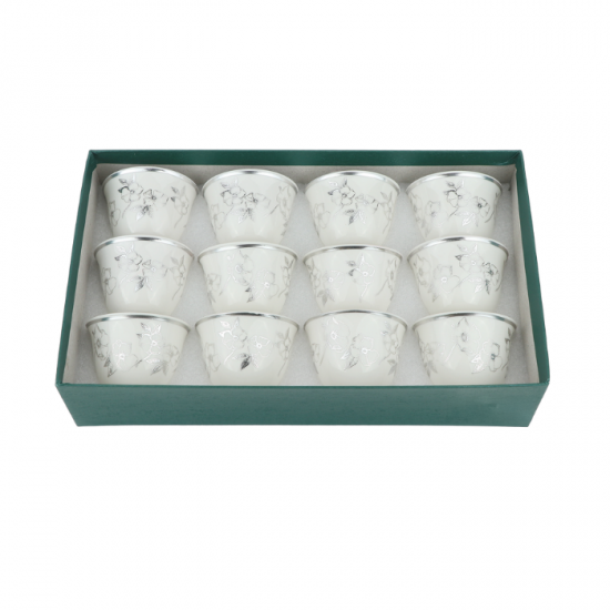 Modern Design Coffee Cup Set - White Silver - 12 Pieces Modern Design Coffee Cup Set - White Silver - 12 Pieces