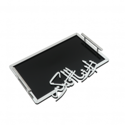 Black acrylic tabsi with silver edges with the phrase (blessing visited us) - NA-7006