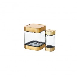 8 piece glass container set with silver steel stand