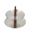 Hala 2-Tier Silver Steel and Wood Stand - 2GG7-521 Hala 2-Tier Silver Steel and Wood Stand - 2GG7-521