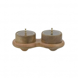 Indian wooden serving plate for nuts, 2 pieces
