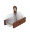 Glass dessert plate set with brown wooden stand - 6 pieces - 15 cm Glass dessert plate set with brown wooden stand - 6 pieces - 15 cm