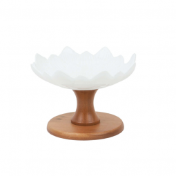 Ceramic Serving Platter with Wood Base - 2SS4-765