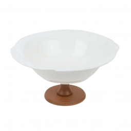 Ceramic Serving Platter with Wood Base - 2SS4-770