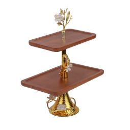 2-Tier Serving Platter with Modern Design - Wooden - 30x40cm